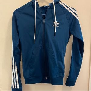 USED ADIDAS 3-STRIPES FULL-ZIP HOODIE WOMEN XS